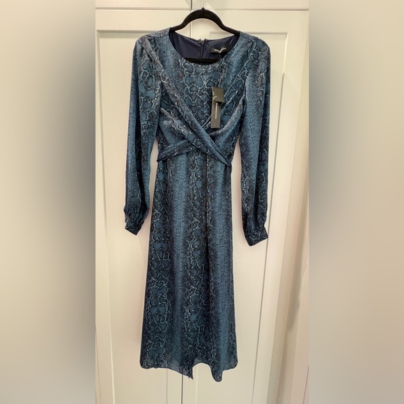 COPY - BCBGMAXAZRIA NWT Pacific Blue Snake Print Satin Midi Dress - Picture 3 of 8